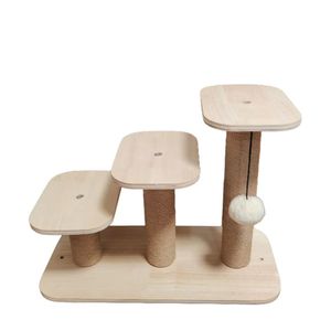 Solid Wood Tiered Cat Tree 2 <b>Levels</b> Sisal Scratching <b>Post</b> Cat Stand Climbing Platform For Small Cats - Product Image 4