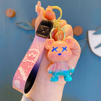 Vente en gros Porte-clés magnétique ours en résine créatif Porte-clés pendentif ours en cuir PU de couleurs Sac à main Ornement Porte-clés cadeau