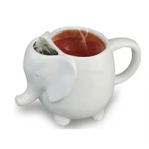 Рекламный заказной Зеленый 3D слон в форме животного керамический чайный пакетик кружка кофейная чашка с ложкой