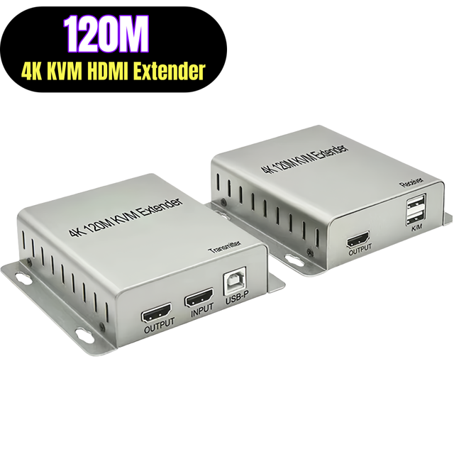 4K 120M HDMI USB KVM Extender Via Cat5e/6 Rj45 Cable Transmit HDMI Audio Video USB signal to RJ45 Support Mouse Keyboard