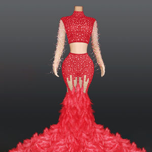 Novance ชุดเดรสไพรเวทเลเบล Y2369-B <span class=keywords><strong>2</strong></span>ชิ้น,ชุดเดรสดินเนอร์ปาร์ตี้แขนยาวมีพู่ประดับลูกปัดพลอยเทียมสีทอง - Product Image 2