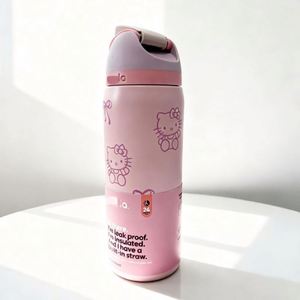 Botella de Agua OWALA FreeSip - Tapa de Doble Apertura, Libre de BPA, a Prueba de Fugas, 32 oz, Compatible con Portavasos de Auto, Diseño Gatito Rosa - Product Image 1