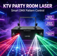 Projecteur laser professionnel 6W haute puissance RGBW à animation complète, contrôle DMX512, 16/34 canaux, scène, DJ, discothèque