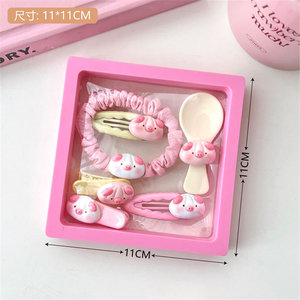 Set de Accesorios para el Cabello con Diseño de Cerdo de Peluche, Pinzas para Flequillo, Pinzas Laterales, Coleteros, Sujetadores de Cola de Caballo y Pinzas BB para Mujer - Product Image 6