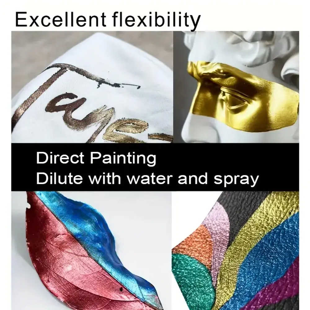 Timesrui wasserbasierte metallische Kunst handwerksfarbe Metall-Acrylfarbe ungiftig für DIY-Handwerk Kunst Leinwand Handwerk und Holzmalerei
