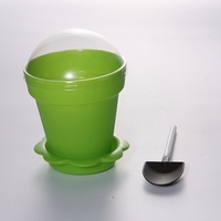 Contenant jetable biodégradable en PP pour plats à emporter, gobelet court, couvercles transparents pour coupes à glace, desserts, poudings et yaourts