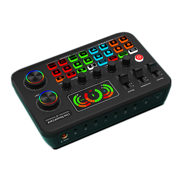 F999 Live Sound Card Studio Live Streaming Audio Sound Mixer Record Professional Sound Card Mic Mixer Voice Changer for Sing