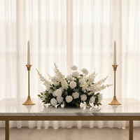 B104 OEM Centre de table personnalisé en fleurs artificielles roses, roses et gypsophiles pour mariage, fête et événements