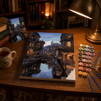 Kit de Peinture par Numéros Scène Nocturne Canal Crépuscule Venise DIY Toile Acrylique Lin Artisanat pour Adultes Ensemble Cadeau Décoration Murale Maison