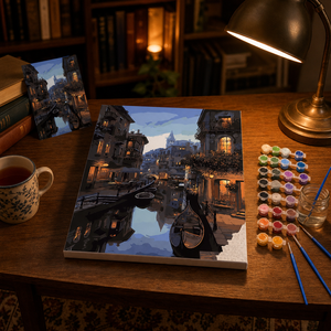 Kit de Pintura por Números, Escena Nocturna del Canal de la Atardecer en Venecia, Lienzo Acrílico DIY, Manualidades para Adultos, Set de Regalo, Decoración de Pared para el Hogar - Product Image 3