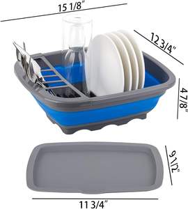 Escurridor de Platos Plegable con Bandeja de Drenaje, Organizador de Vajilla Portátil para Cocina y Autocaravana - Product Image 3