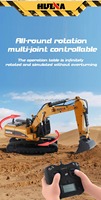 HUINA Excavadora RC Metálica Mejorada 580 1580 1/14, Vehículo de Ingeniería Eléctrico con Garra de Bolas, Cuchilla Giratoria 360°, Modelo V4 2025