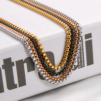 Bijoux à la mode en acier inoxydable chaîne carrée collier Multi taille boîte chaîne collier hommes bijoux