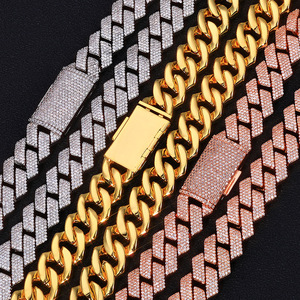 Master Pave Set 15mm Beveled Rhombus Moissanite Cuban <b>Bracelets</b> S925 Silver 18K Solid Gold Wrapped Hip Hop Custom Wholesale B2Bs - Product Image 3