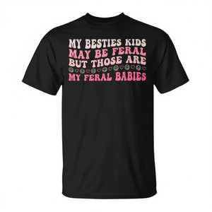 T-shirt My Besties Kids May Be Feral, girocollo nero, unisex, taglia adulto SMLXLXXL - Product Image 2