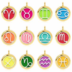 Ciondolo Diffusore di Aromi Personalizzato con <span class=keywords><strong>Segno</strong></span> <span class=keywords><strong>Zodiacale</strong></span> 25mm per Collana con 5 Pad Gratuiti - Product Image 2