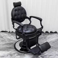 Chaise de barbier de salon rétro de luxe, pompe hydraulique professionnelle, inclinable, pivotant à 360 degrés, réglable en hauteur, en cuir synthétique