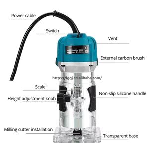 Kit de coupe <span class=keywords><strong>à</strong></span> collet de 6 mm comprenant une base de guidage, une clé et divers embouts pour la fabrication de meubles DIY - Product Image 3