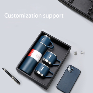 Termo de acero inoxidable con logotipo personalizado, botella de agua de lujo con 2 tazas de agua fría y caliente, juego de regalo - Product Image 6