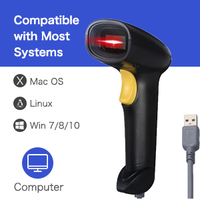 Escáner de código de barras láser USB 1D QR, lector de código QR de mano con transmisión al aire libre de 100 metros, producto en stock