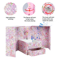 Boîte à musique en papier écologique personnalisable en gros – Motif floral, double porte, en carton, à remonter, avec ballet rotatif, cadeau OEM pour