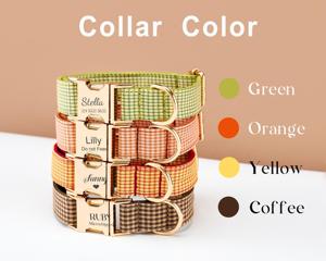 Cam kẻ sọc cá nhân Dog BOW TIE Dây Xích thiết lập, custo khắc Puppy nae kim loại khóa, handade cổ áo quà tặng cho sall chó - Product Image 2