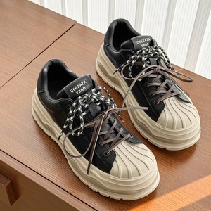 Double shoelaces thick-soled platform women's versatile lace-up sports casual <b>height</b>-<b>increasing</b> fashionable white <b>shoes</b> - Product Image 2