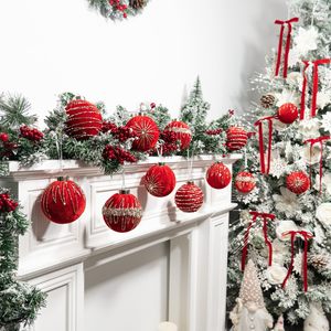 Hanging Xmas <b>Tree</b> Bulbs <b>Tree</b> Balls Red Velvet Christmas <b>Tree</b> <b>Ornaments</b> Flocked Christmas Ball Decor - Product Image 5