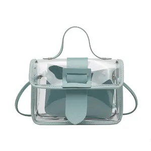 Bolso de gelatina para mujer, mini bolsa cruzada transparente personalizada, con bolsa de mano de PU, 2023