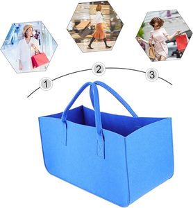 Hot Fashion Eco-Friendly Grocery Storage Supermarket Portable 3mm 4mm 5mm <b>Large</b> Capacity Blue Felt Shopping Bag - Product Image 4
