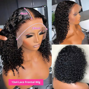วิกผมบราซิลแบบลอนสั้นทรงบ็อบ 13x4 HD Lace Frontal ผมแท้ลอนลึกแบบโปร่งใส วิกผมปิดหน้าผาก 180% สำหรับผู้หญิง - Product Image 1