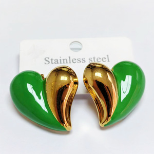 18K PVD Gold Plated Stainless Steel Heart Shape Colorful Enamel <b>Stud</b> <b>Earrings</b> for Women | Waterproof,Hypoallergenic & Non-Fading - Product Image 3