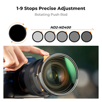 Filtre d'objectif variable ND K&F Concept 49-82mm Black Mist 1/4 & ND2-400 avec film vert antireflet double face à 28 couches