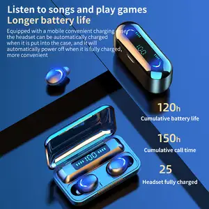 सबसे अच्छा बेच उत्पाद टच नियंत्रण Audifonos ब्लू टूथ हेडसेट F9 सच वायरलेस स्टीरियो डिजिटल प्रदर्शन Earbuds