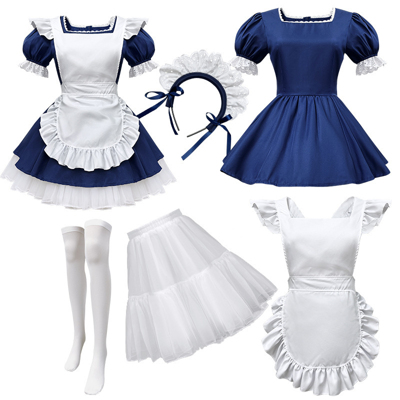 899 [Headpiece, Dress, Apron, Cloud Pattern, White Socks]
