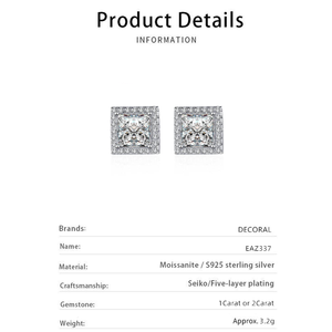 Boucles d'oreilles en moissanite 4CTW coupe princesse avec certificat GRA Boucles d'oreilles en moissanite de luxe pour femmes - Product Image 6