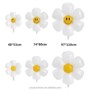 INS Daisy Flower Foil Balloons For Spring Or Summer Party Decorations Egg Six-petaled Flower Huge Mylar Balloon For Baby Shower