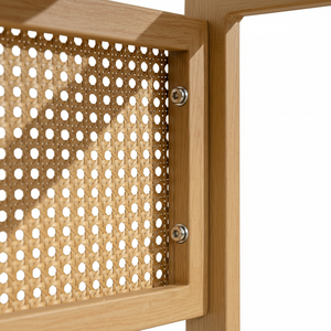 DreamCraft Ensemble moderne de 4 chaises de table à manger extensibles en rotin avec dessus en verre et décor de canne pour la maison et la cuisine Vietnam - Product Image 1