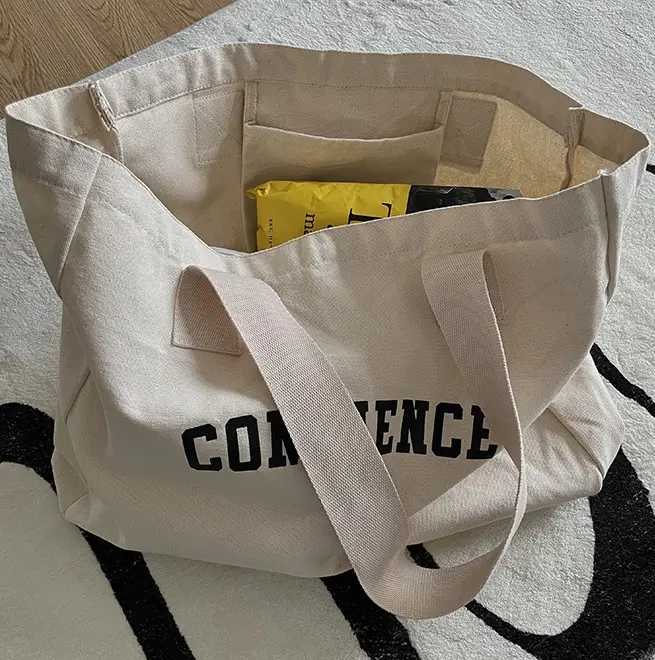 قابلة لإعادة الاستخدام قماش حمل حقيبة المرأة طوي أكياس تسوق من القطن مع شعار مخصص الجملة