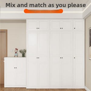 Armario de Dormitorio Blanco Personalizado Estilo Shaker, de Piso a Techo, Integrado en Madera, con Gabinetes Superiores - Product Image 3