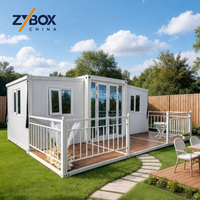 Villa préfabriquée de luxe ZYBOX à double aile, maison conteneur extensible de 20 pieds et 40 pieds avec escalier et toit en pente, maison modulaire en EPS