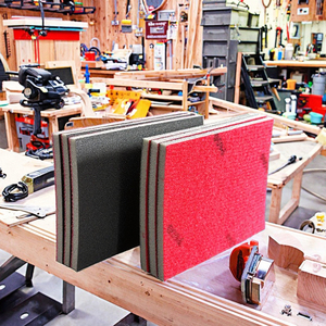 卸売り100mmスクエア茶色フロックベルベットバックスポンジドライウェット研磨繊維ディスク - Product Image 2