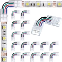 Connecteur d'angle en L sans soudure pour bande LED RGB 2P 4P 10mm, répartiteur de connexion de fil PCB en plastique facile à assembler