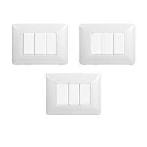 Plaque murale en plastique pour interrupteur 3 voies Gloca, 3P, blanche, installation facile, compatible avec Matix - Product Image 1