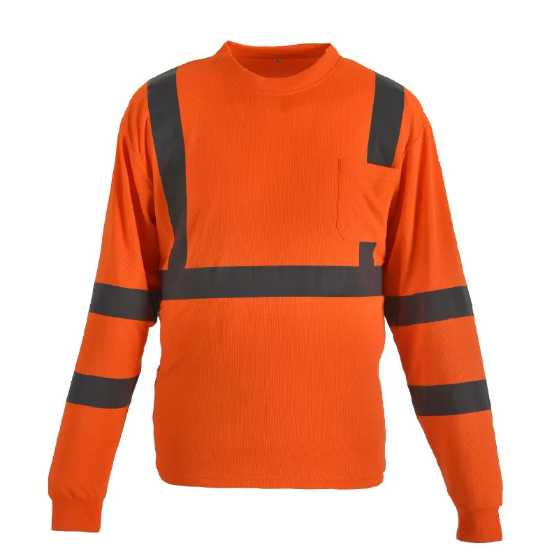 Camisas de trabalho refletoras da alta qualidade da manga longa do oem personalizável da segurança hi-vis para homens atacado