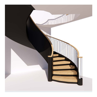 Escalier en colimaçon en acier courbé avec éclairage LED, escalier intérieur moderne de luxe pour villa, doté d'un garde-corps en verre, construction durable