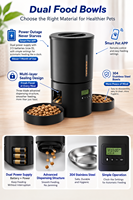 Comedero Automático para Mascotas de 4.2L con Doble Tazón, Soporte de Acero Inoxidable 304, Versión Básica con Cámara Inteligente, Dispensador de Alimentos de Doble Alimentación para Perros y Gatos