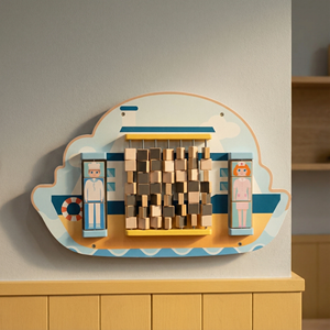 Bateau de voyage éducatif en bois Montessori - <span class=keywords><strong>Jeu</strong></span> interactif de voyage maritime et d'échecs pour les 2-3 ans, 3-6 ans, 8-13 ans, jouets muraux - Product Image 1