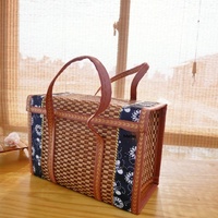 Panier en bambou chinois en gros, boîte cadeau artisanale, pour œufs, Zongzi, gâteaux de lune, crabes, mariage, remise de diplôme, ou nouvellement construit, design rétro, sans doublure