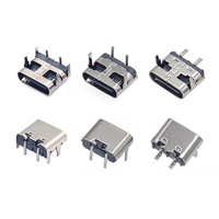 USB 타입 C 2핀 암 커넥터 충전 전용 스테인리스 스틸 수평 마운트 PCB 소켓 (스루홀 또는 SMT 마운트용)